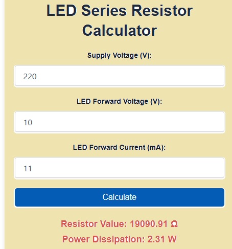 Led Series Resistor Calculator