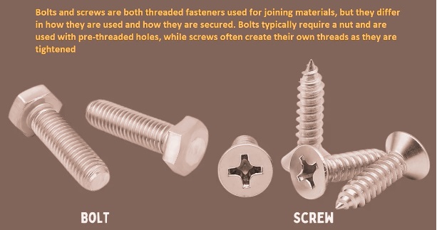 difference between bolt and screw